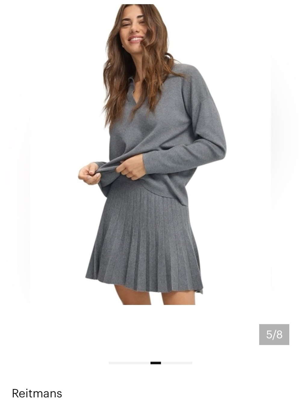 Reitmans Grey Pleated Knit Skirt